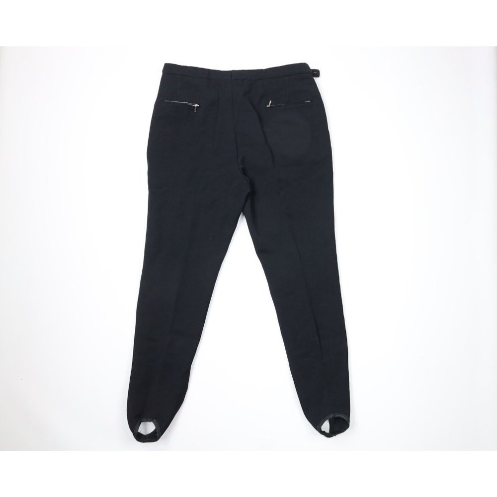 Vintage 40s Mens 34x32 Olympic Stretch Wool Stirrup Skiing Pants Black Italy - Picture 9 of 12